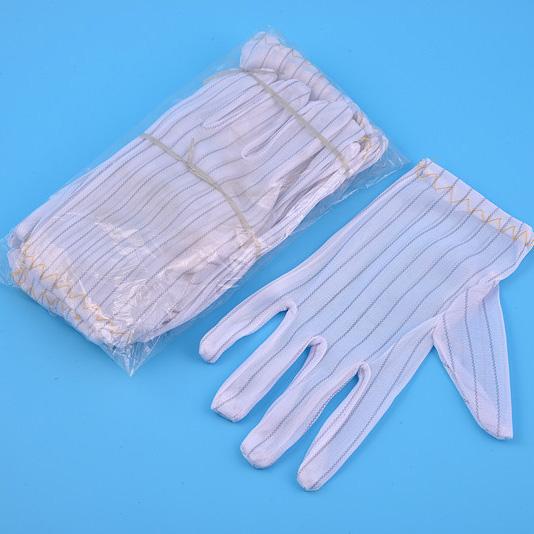 Antistatic Gloves White Stripe Polyester Gloves